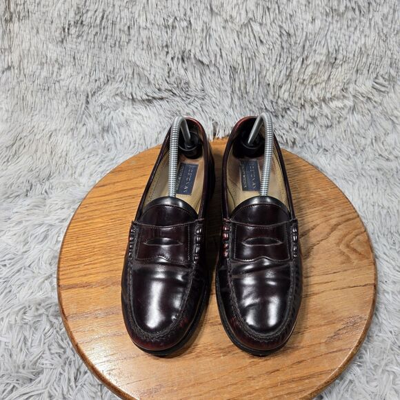 Vintage Bostonian Crown Windsor Mens Size 7.5M Burgundy Leather Penny Loafers - Picture 2 of 8